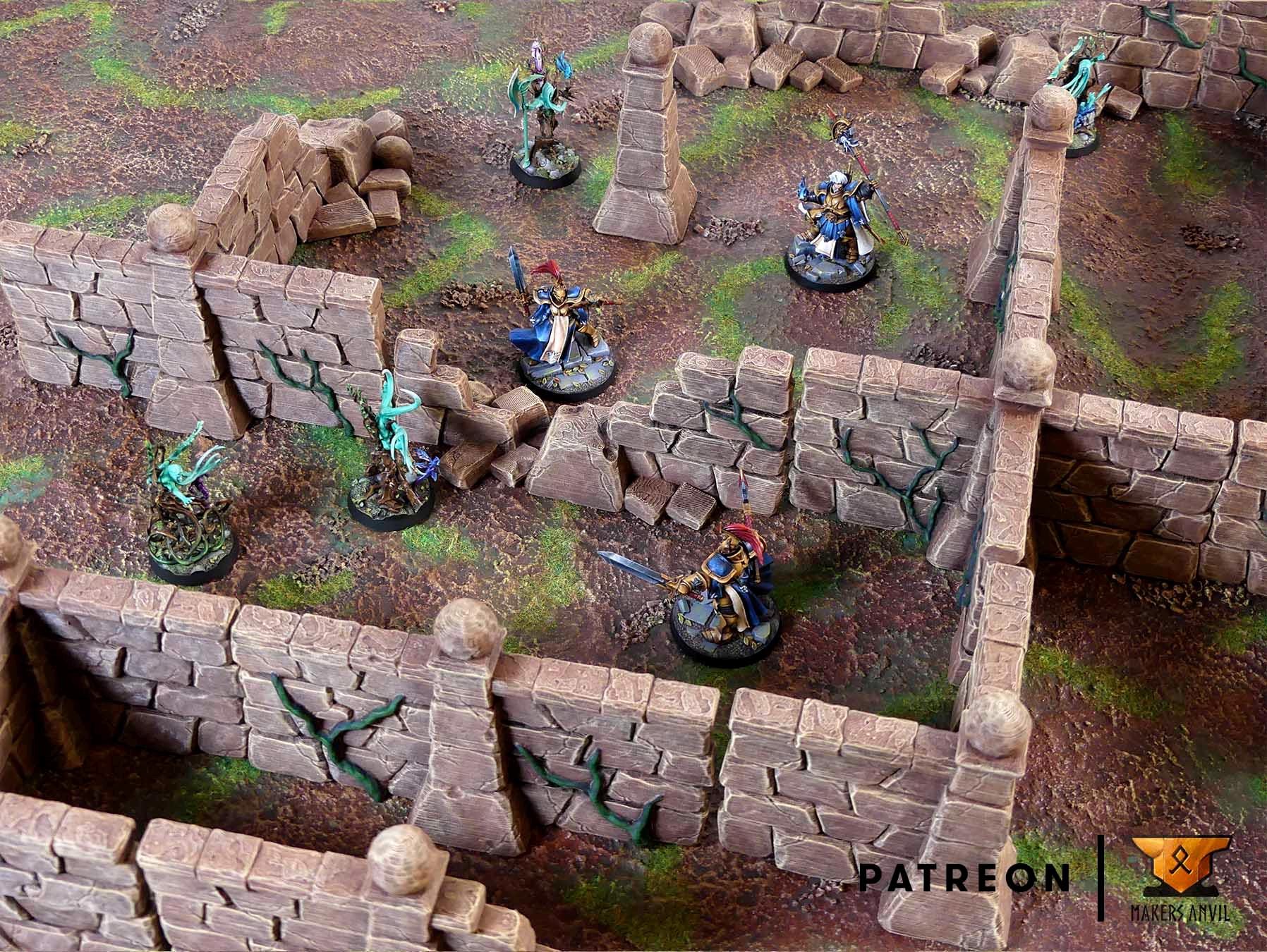 Labyrinth Walls Full Set | Tabletop Gaming & Diorama Scenery Terrain | 28mm to 32mm Scale | 3D Printed | Makers Anvil | Free Shipping