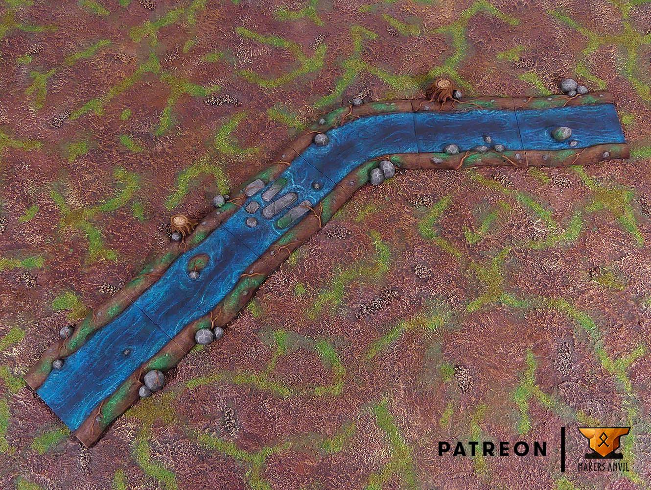 Rivers Set | Tabletop Gaming & Diorama Scenery Terrain | 28mm to 32mm Scale | 3D Printed | Makers Anvil | Free Shipping