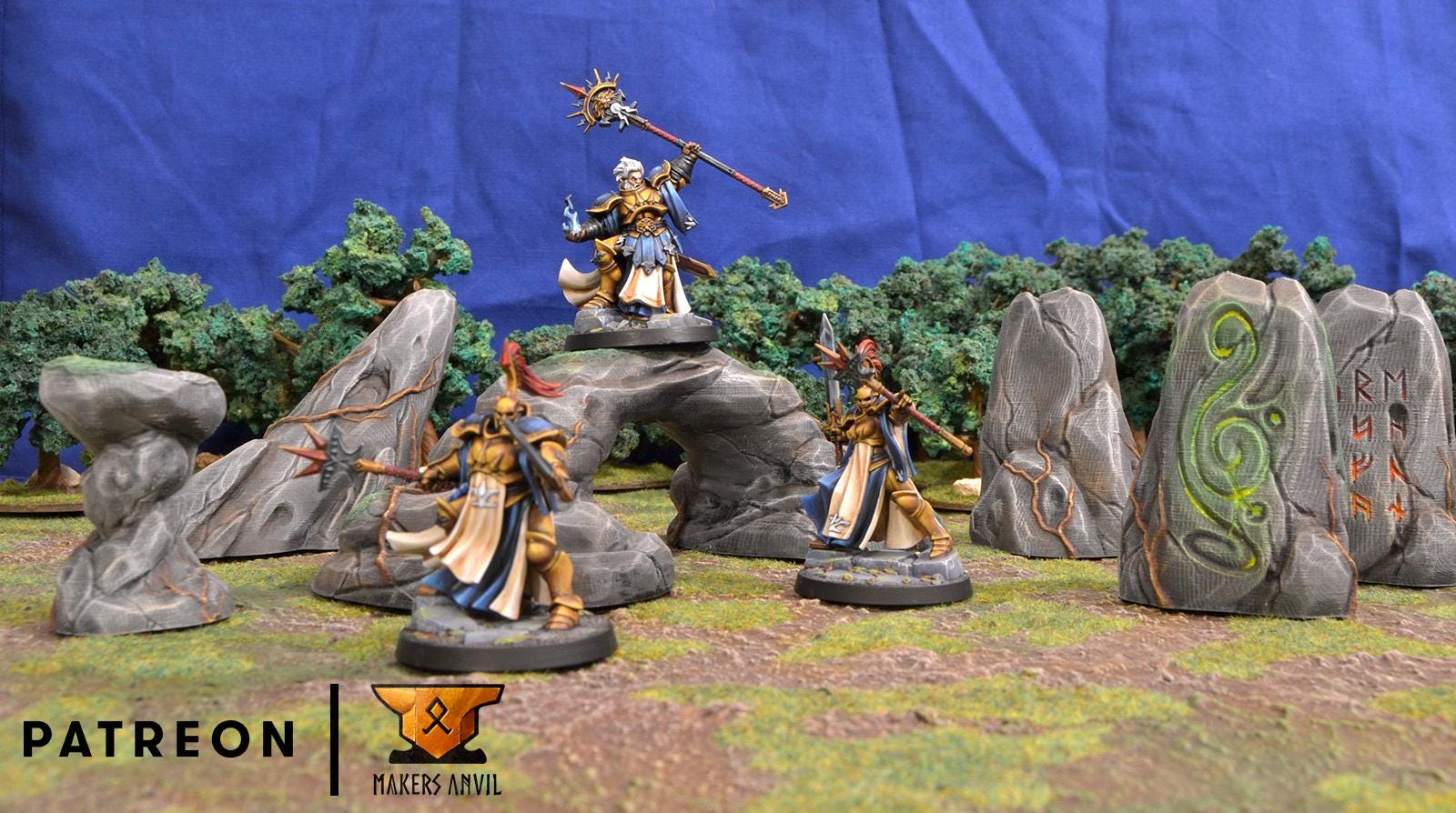 Rock Formations set | Tabletop Gaming & Diorama Scenery Terrain | 28mm to 32mm Scale | 3D Printed | Makers Anvil | Free Shipping